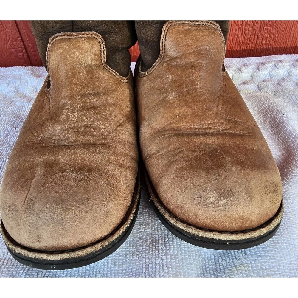 UGG Beacon Leather Boots Size 3 Brown Two Tone Sherpa Lined Hard Sole S/N 5925 - Picture 3 of 8